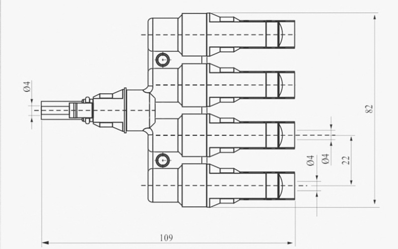 Solar Connector dc1000v 4 to 1 for solar system male