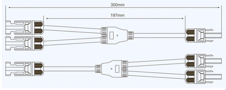 Solar Connector dc1000v 2 to 1 for solar system Y type pv connector