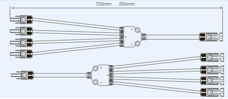 Solar Connector dc1000v 4 to 1 for solar system Y type pv connector