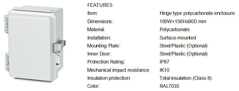 Polycarbonate Enclosure 101509 Solid Cover