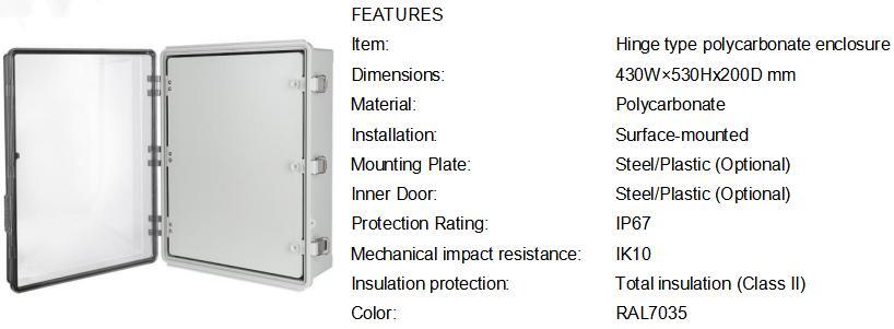 Polycarbonate Enclosure 435320 Transparent Cover