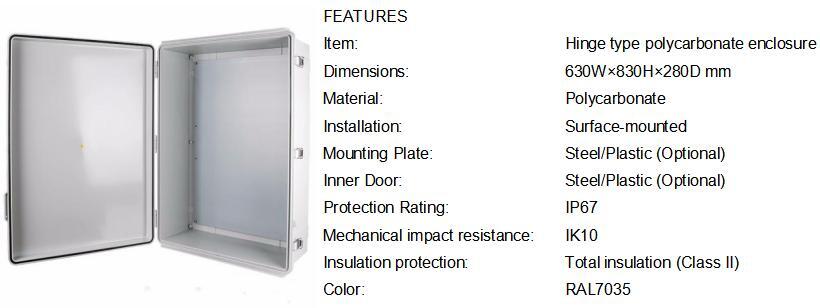 Polycarbonate Enclosure 638328 Solid Cover