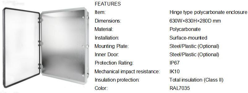 Polycarbonate Enclosure 638328 Transparent Cover