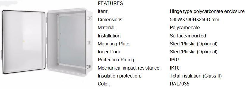 Polycarbonate Enclosure 537325 Solid Cover