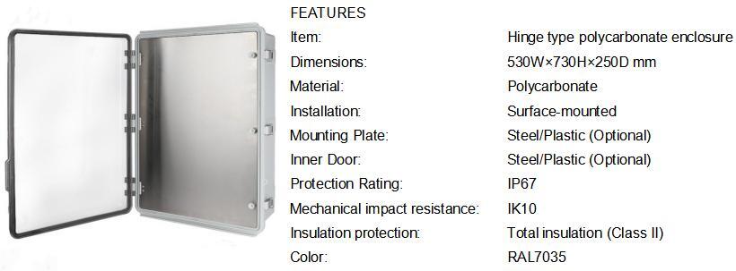 Polycarbonate Enclosure 537325 Transparent Cover