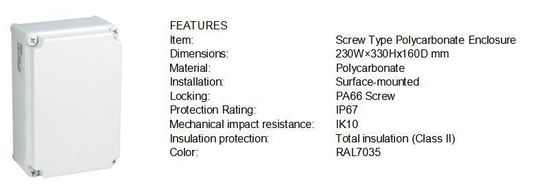 Polycarbonate Enclosure 233316