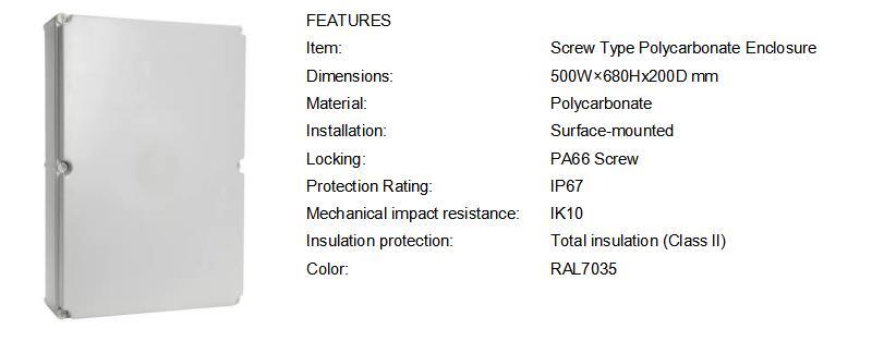 Polycarbonate Enclosure 506820