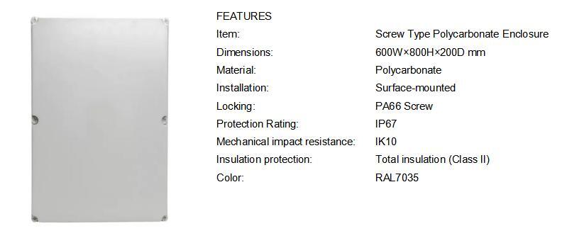 Polycarbonate Enclosure 608020