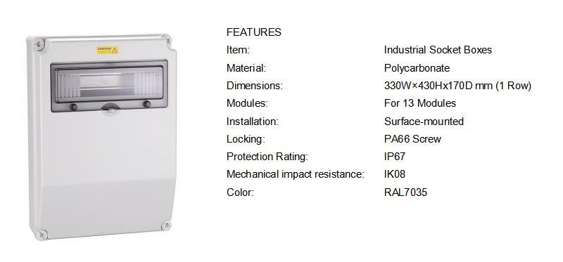 Polycarbonate enclosures 330W×430Hx170D mm (1 row)