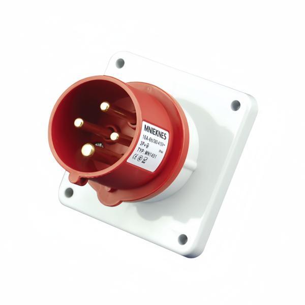 16A 3P+PE IP44 Industrial Panel-Mounted Plugs